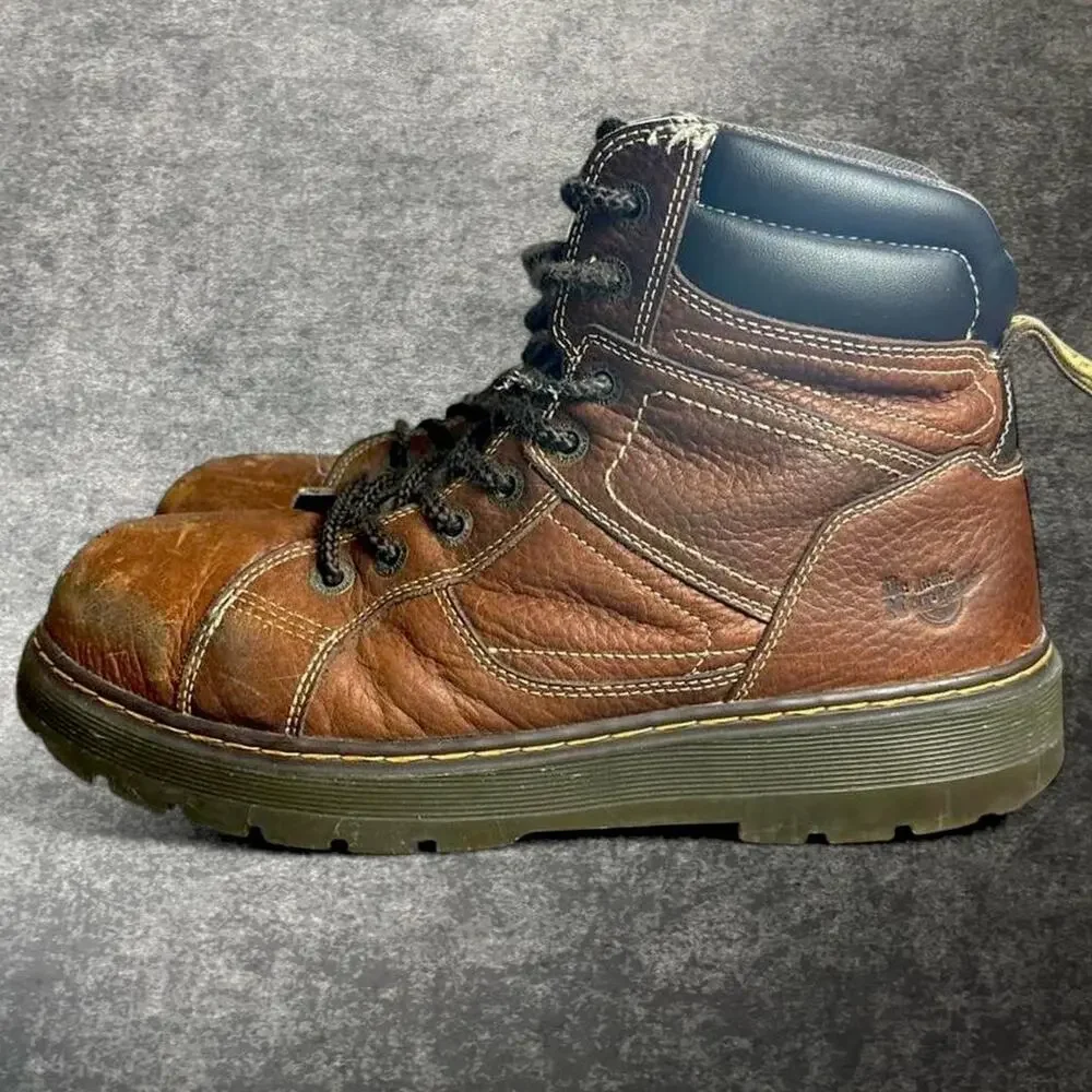 Dr Martens Industrial Men’s 11 Brown Leather Steel Toe Work Boots Slip Resistant